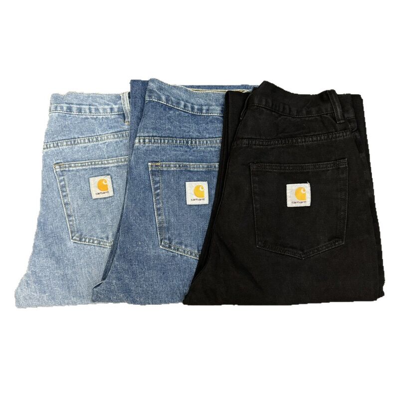 Джинсы Carhartt WIP Landon мужские прямые классические, хлопок, средняя посадка