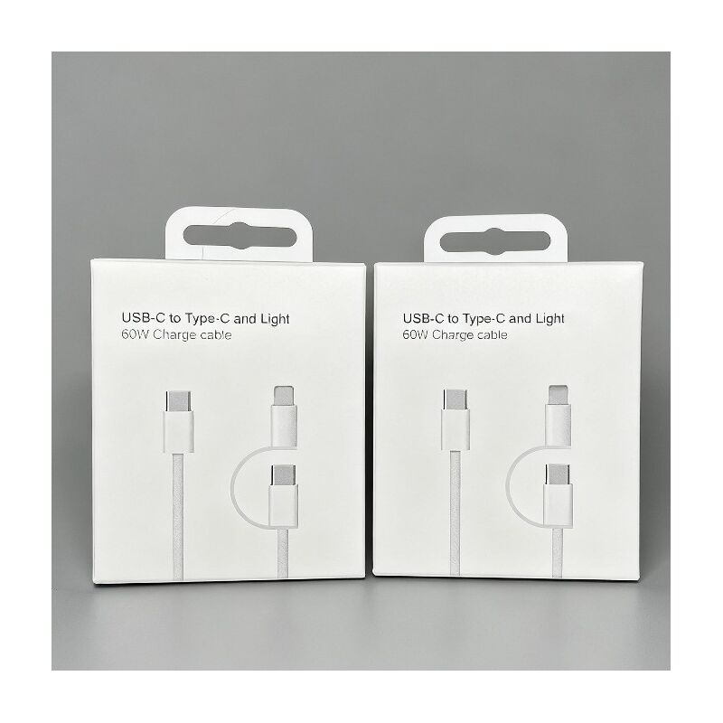 Плетёный кабель wonderphon 2-в-1 USB-C — Lightning, 60 Вт PD, для iPhone и Android
