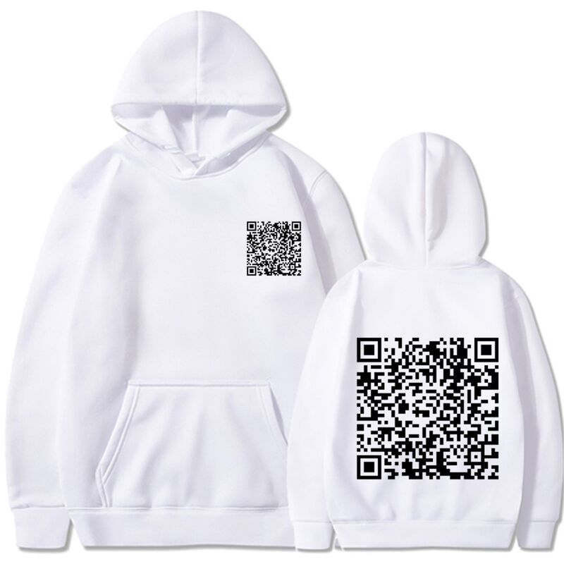 Худи Rilai с забавным принтом QR-кода, флисовый начёс, зимнее, S–XXXL