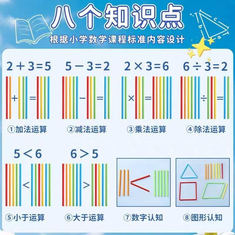 Счётные палочки Chenguang для детей, цветные, с защитой от скатывания, для 1 класса и детского сада