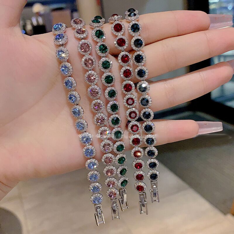 Браслет Kaitin Jewelry с круглыми цирконами, корейский стиль, набор цветов