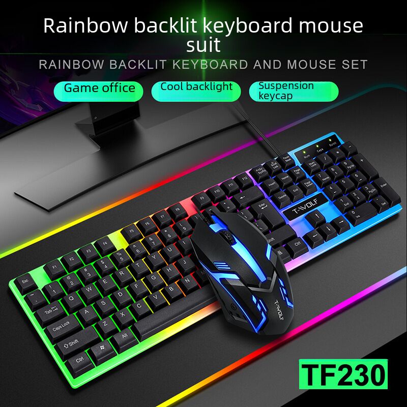 Игровой комплект клавиатура и мышь Thunder Wolf TF230 с RGB-подсветкой, USB