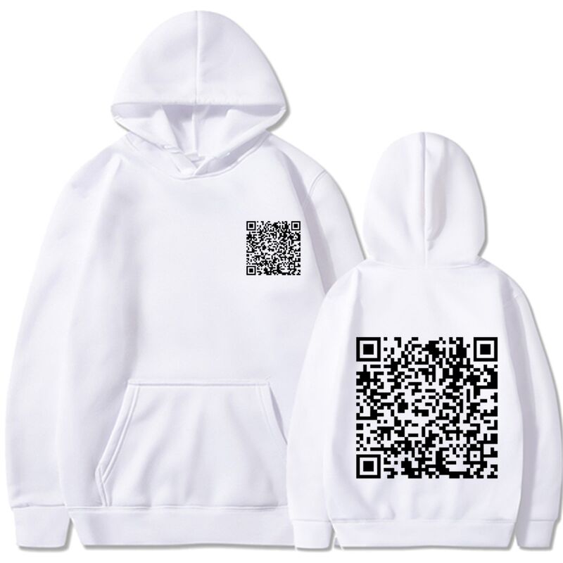 Худи с шуточным принтом QR-кода, мужское, полиэстер, S–XXXL