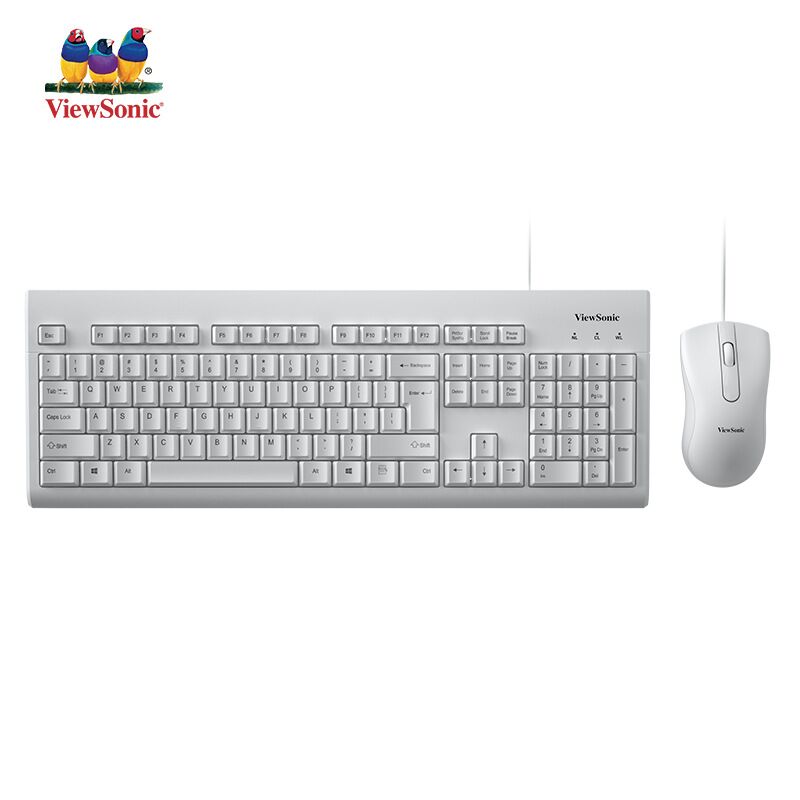 Комплект клавиатура и мышь ViewSonic 1251, белый, USB, для офиса