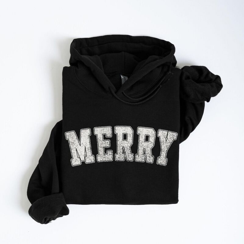 Худи Hook On You с новогодним ретро-принтом «Merry», свободный крой, мужское, полиэстер, XS–XXXL