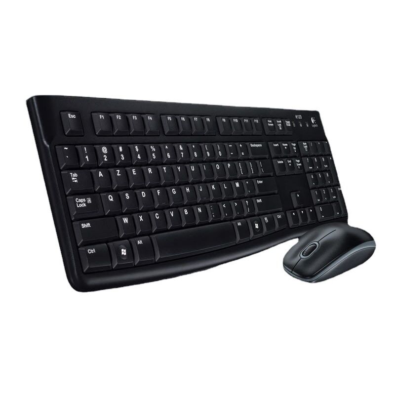Комплект клавиатура и мышь Logitech MK120, проводной, полноразмерный, чёрный