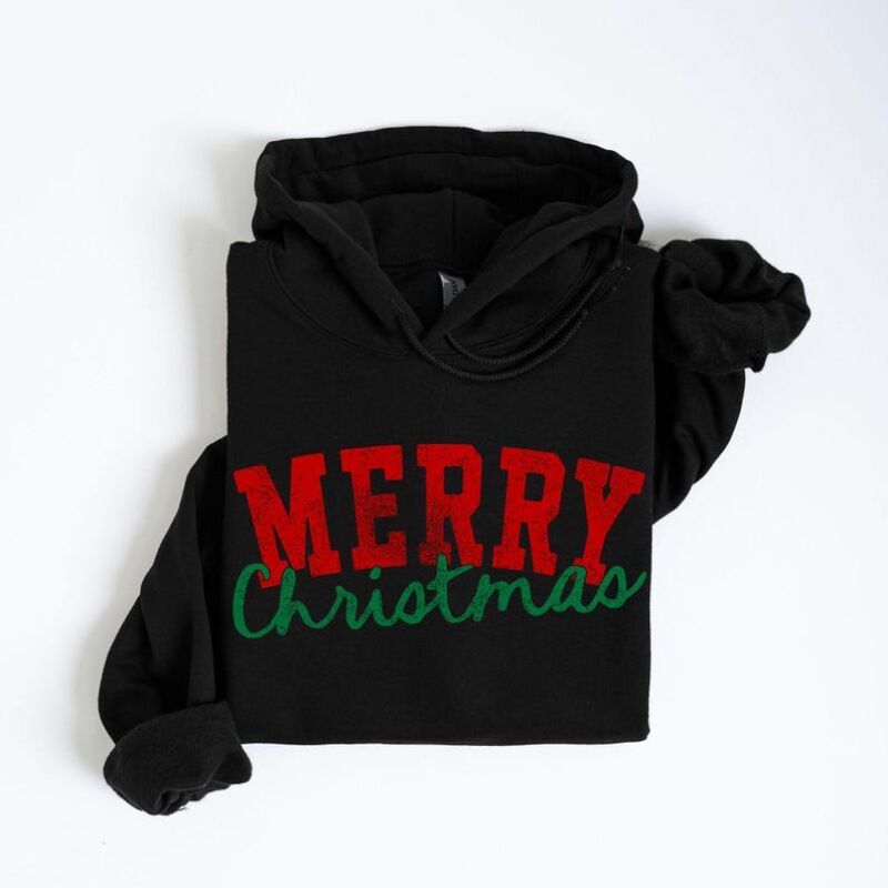 Худи Hook On You с новогодним ретро-принтом «Merry Christmas», свободный крой, мужское, полиэстер, XS–XXXL