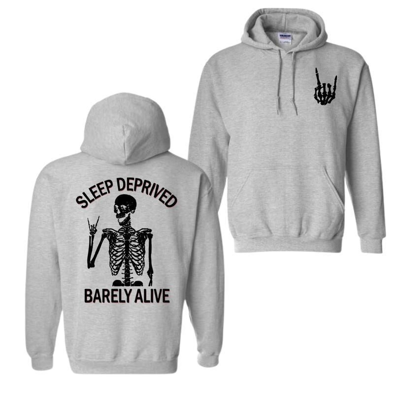 Худи с принтом-надписью «Sleep Deprived», прямой крой, мужское, полиэстер, XS–3XL