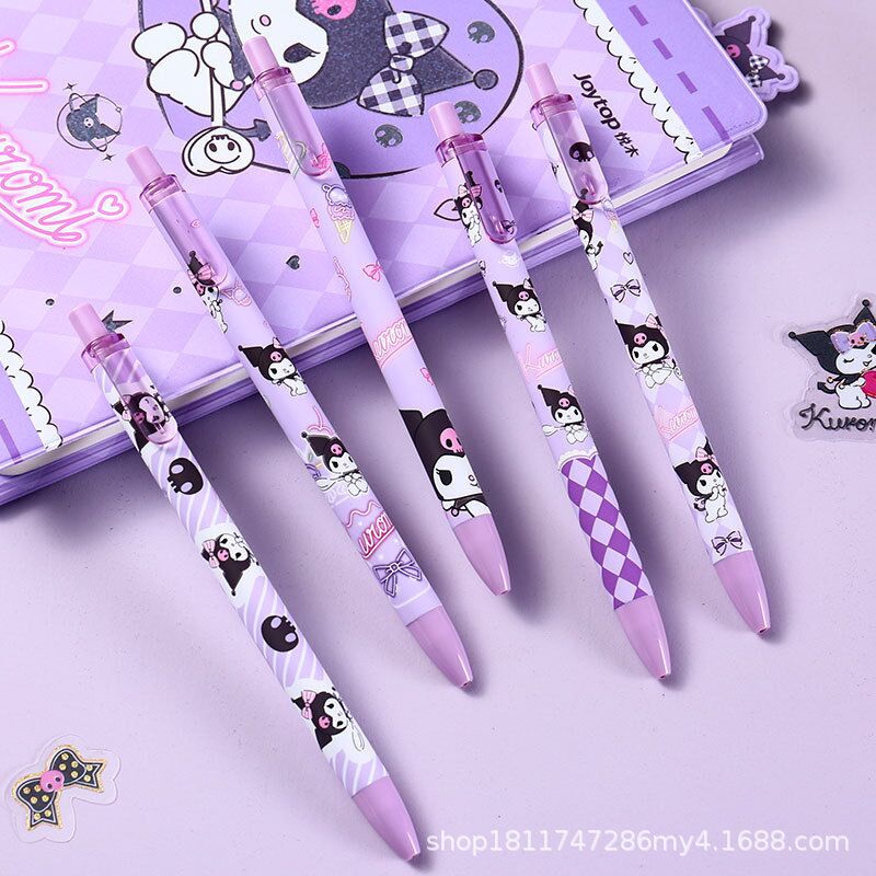 Гелевая ручка Joytop Yuemu Sanrio x Куроми, нажимная, наконечник ST, чёрные чернила, набор 5 шт