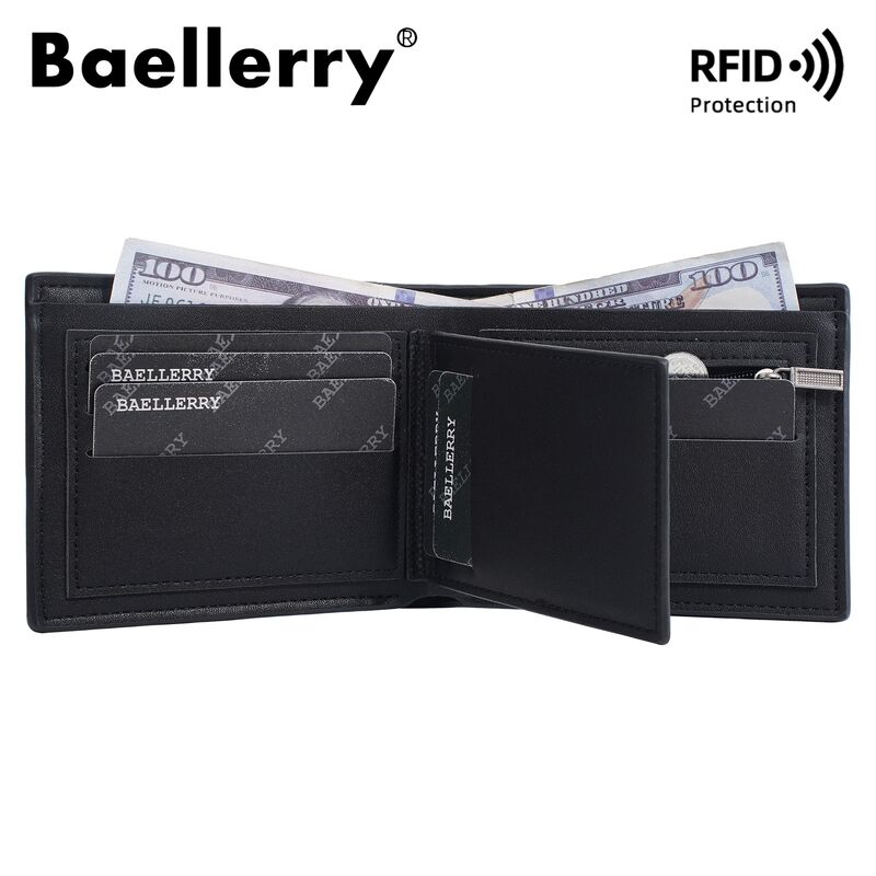 Мужской короткий кошелёк baellerry с RFID-защитой, на молнии, для мелочи и карт