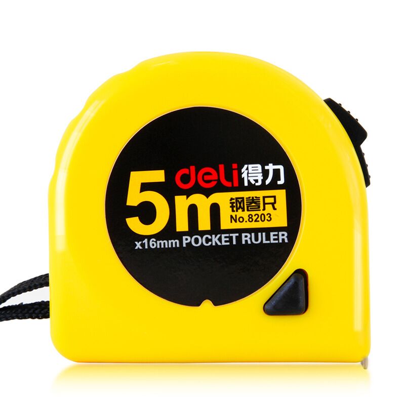 Рулетка Deli 8201 стальная, ударопрочный корпус, фиксатор ленты, для строительства и измерений