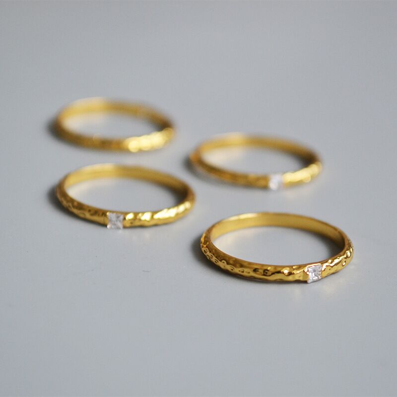Кольцо miya sophia jewelry с квадратным цирконием, фактура «под старину»