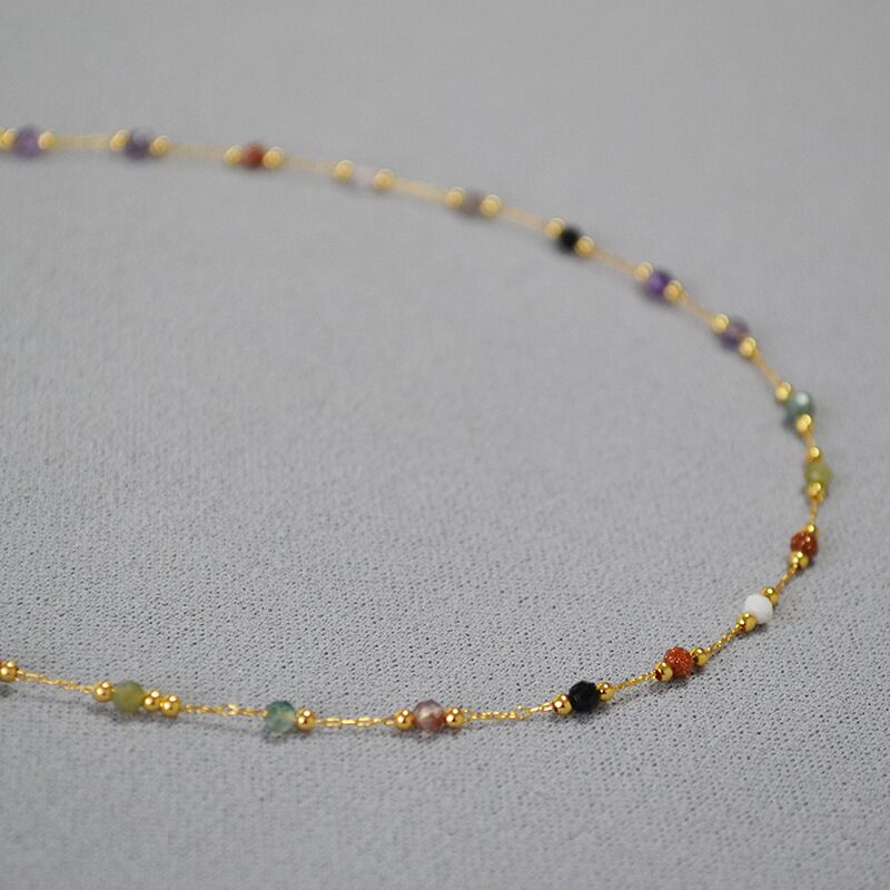 Колье-цепочка Miya Sophia Jewelry с цветными натуральными камнями, ретро, бохо, 2 длины на выбор