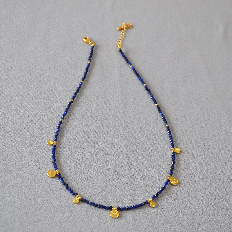 Колье mia sophia jewelry с лазуритом, бирюзой и подвеской-монетой, тонкая цепочка