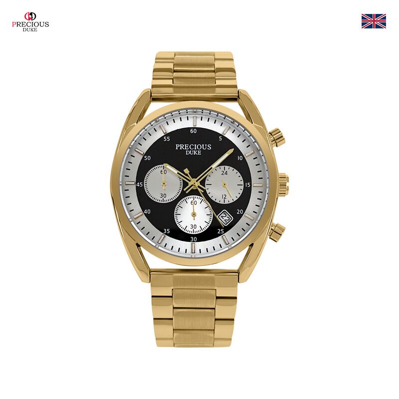 Мужские кварцевые часы Precious Duke 8108 с тремя декоративными подциферблатами, сталь, 42 мм