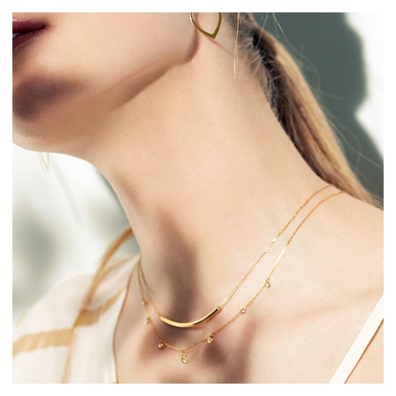 Колье star jewelry Y-образное с белым кварцем, серебро 925 с позолотой