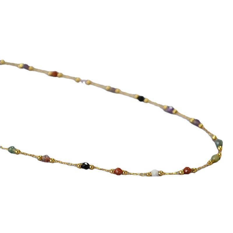 Колье-цепочка Miya Sophia Jewelry с цветными натуральными камнями, ретро, бохо, 2 длины на выбор