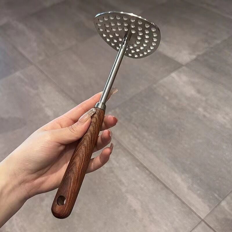 Картофелемялка (пюре-пресс) Jiali, нержавеющая сталь, ручка из розового дерева