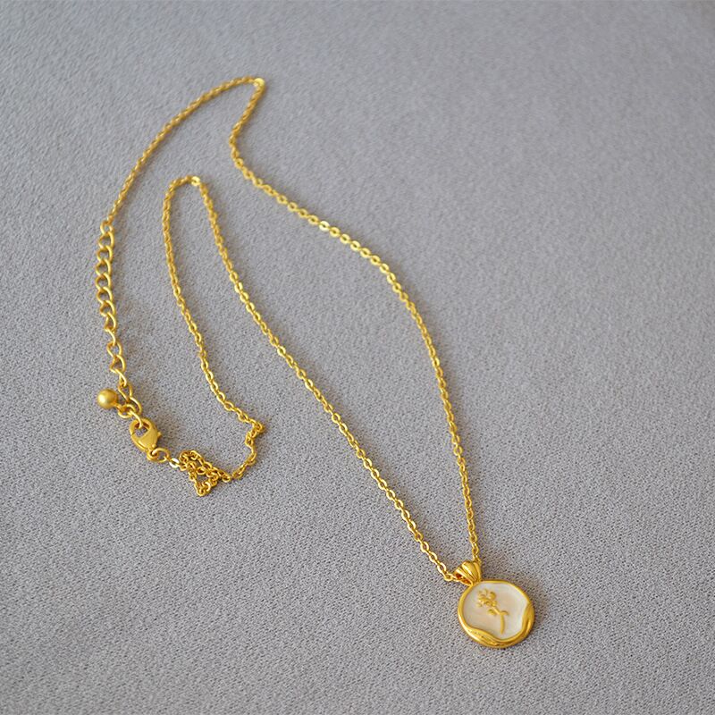 Колье Mia Sophia Jewelry с эмалевой розой и пресноводным жемчугом, французский ретро-стиль