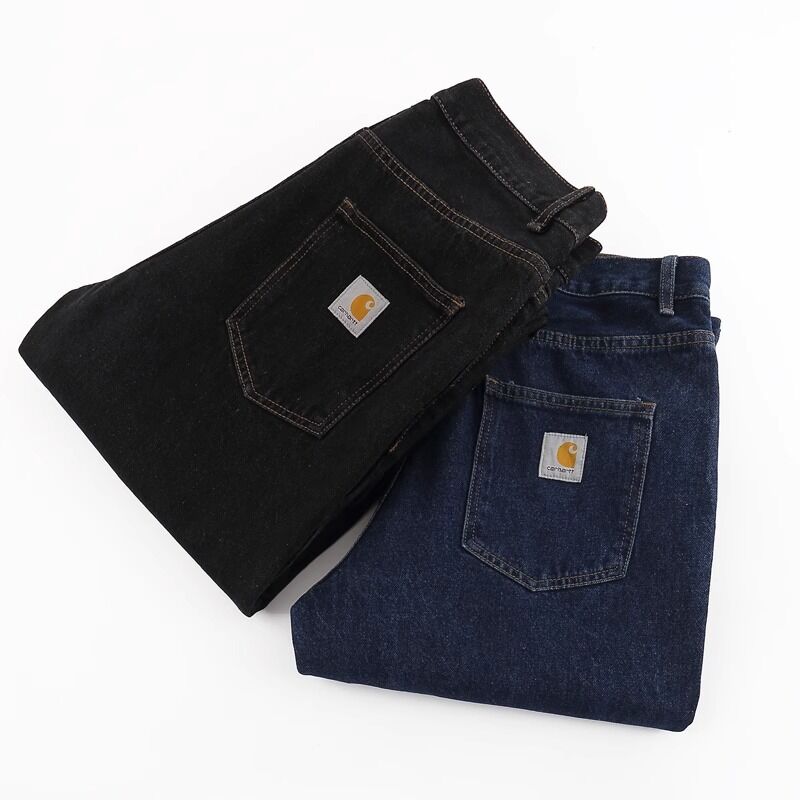 Джинсы унисекс в стиле Carhartt, плотные, с эффектом состаривания, свободный прямой крой