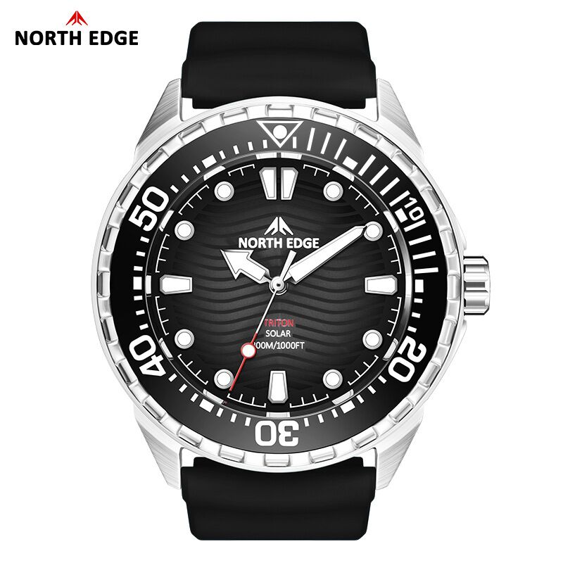Часы наручные NORTH EDGE TRITON дайверские, солнечная батарея, сталь 316L, 300 м
