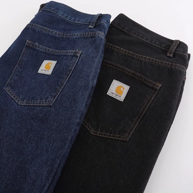 Джинсы унисекс в стиле Carhartt, плотные, с эффектом состаривания, свободный прямой крой