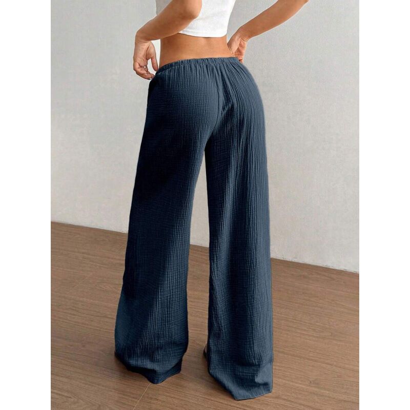 Женские широкие однотонные брюки для дома, модель J 92979