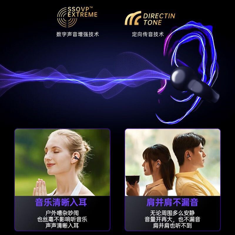 Спортивные Bluetooth-наушники F20 с воздушной проводимостью звука, ушная клипса, дисплей заряда