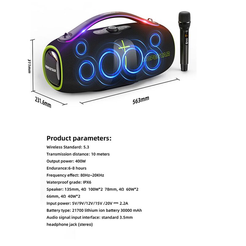 Портативная Bluetooth-колонка HOPESTAR A85, 400 Вт, влагозащита IPX5, 6 динамиков