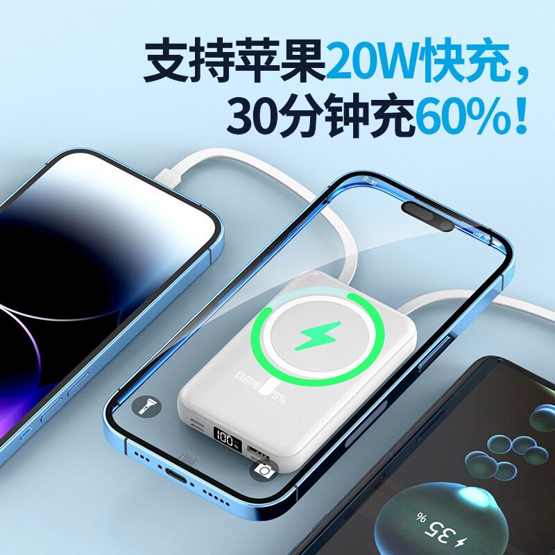 Внешний аккумулятор Power Bank DX126, магнитная беспроводная зарядка (Magsafe-совместимая), 10000 мА·ч, дисплей заряда