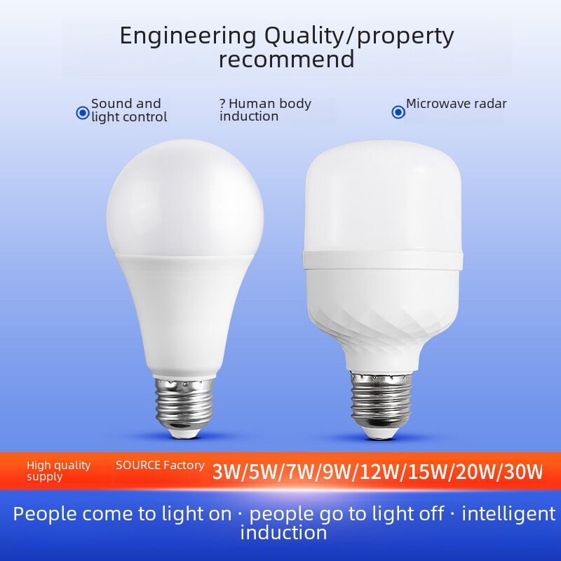Xiangying LED-лампа-шар с радар-датчиком движения и звука, для подъезда, гаража и коридора