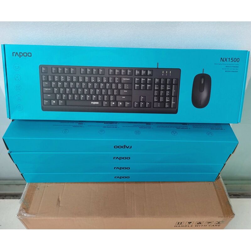 Комплект клавиатура и мышь Rapoo NX1500, проводной USB, чёрный, для ПК и ноутбука