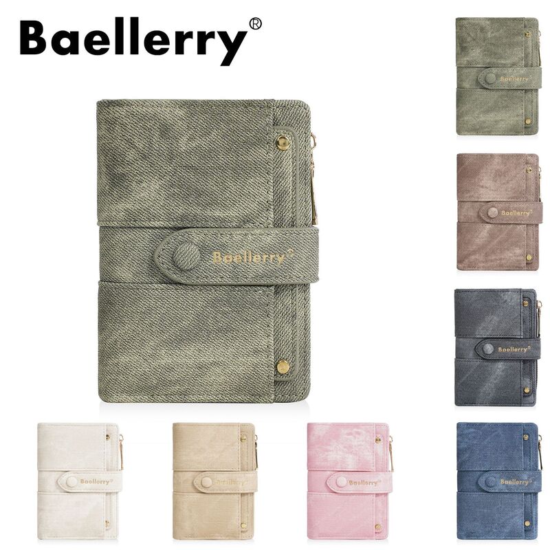 Женский мини-кошелёк Baellerry с отделением для карт, экокожа PU, на молнии, компактный