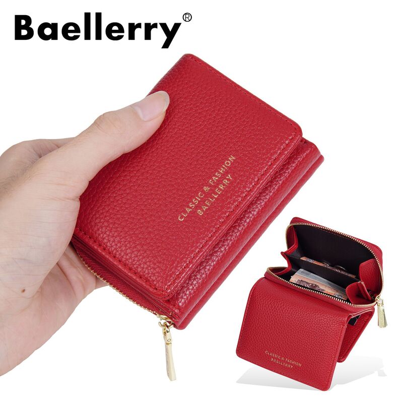 Кошелёк женский Baellerry, тиснение под кожу ящерицы, трифолд, молния, отделение для монет