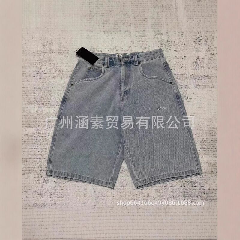 Джинсовые шорты Dime Baggy, прямые, хлопок, вышивка, скейт-стиль