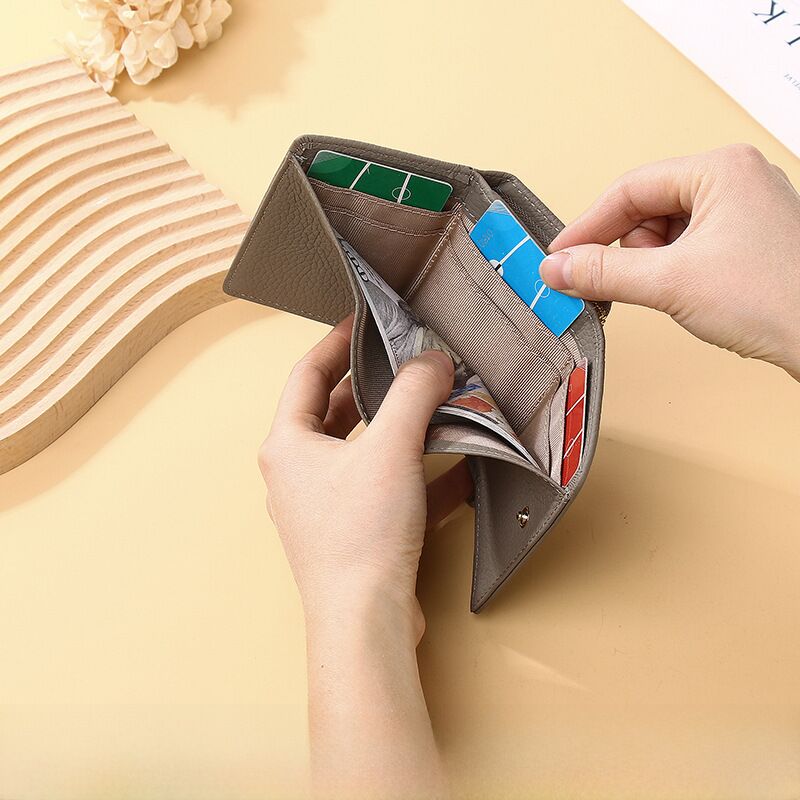 Кошелёк женский кожаный Modern Paul, короткий, японский стиль, молния, RFID-защита, много карт