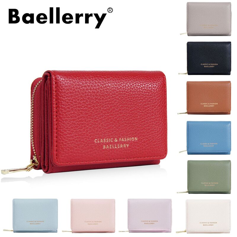 Кошелёк женский Baellerry, тиснение под кожу ящерицы, трифолд, молния, отделение для монет