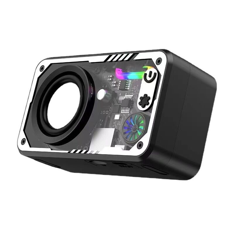Мини Bluetooth-колонка V8 в стиле робота, прозрачный корпус, два динамика