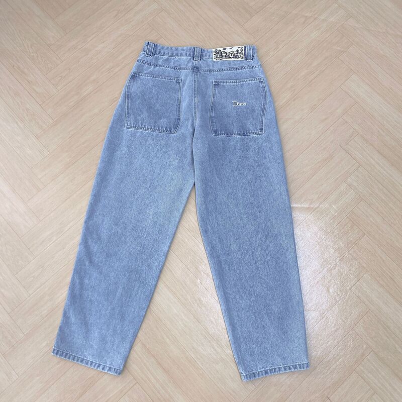 Джинсы Dime Baggy скейтерские, свободный прямой крой, вышивка, низкая посадка