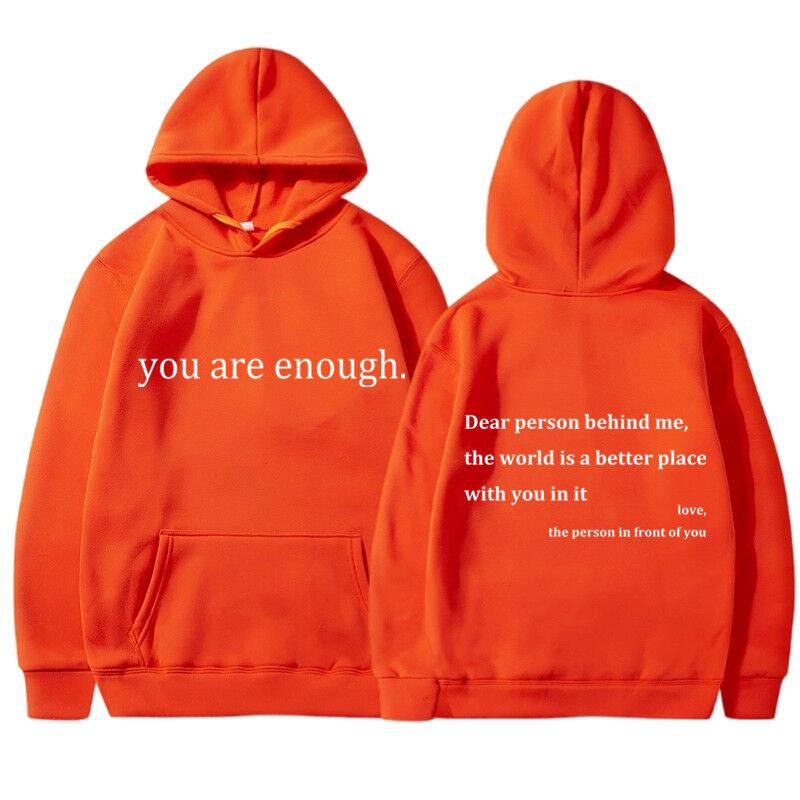 Толстовка оверсайз с принтом You Are Enough, круглый вырез