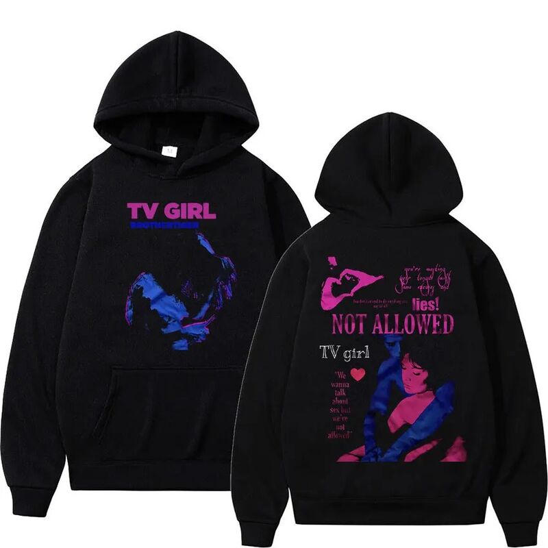 Худи с капюшоном TV Girl, графический принт, полиэстер, свободный крой, унисекс
