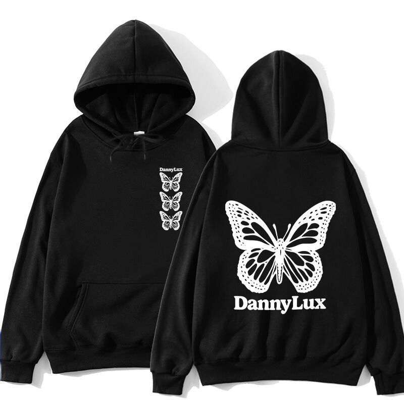 Худи с принтом «DannyLux Butterfly», унисекс, свободный крой, длинный рукав