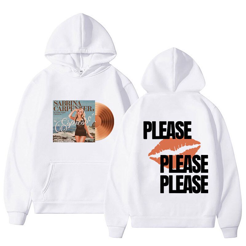 Худи с капюшоном и принтом Sabrina Carpenter «Please Please Please», V-образный вырез, полиэстер
