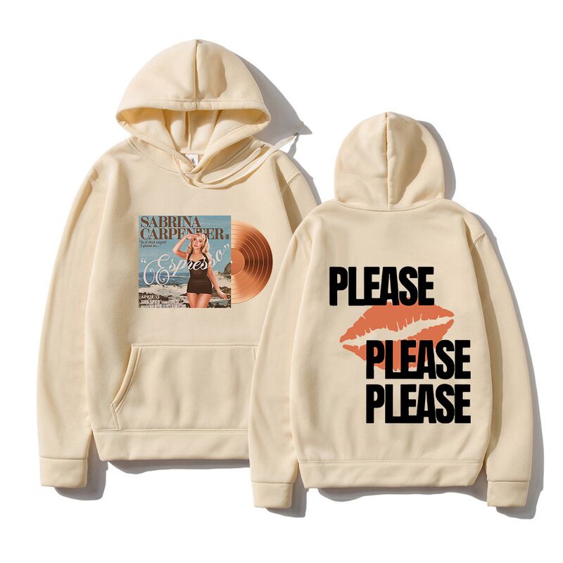Худи с капюшоном и принтом Sabrina Carpenter «Please Please Please», V-образный вырез, полиэстер