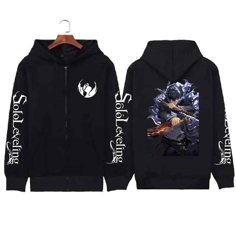 Худи Solo Leveling на молнии, аниме-принт, для подростков, XS–4XL