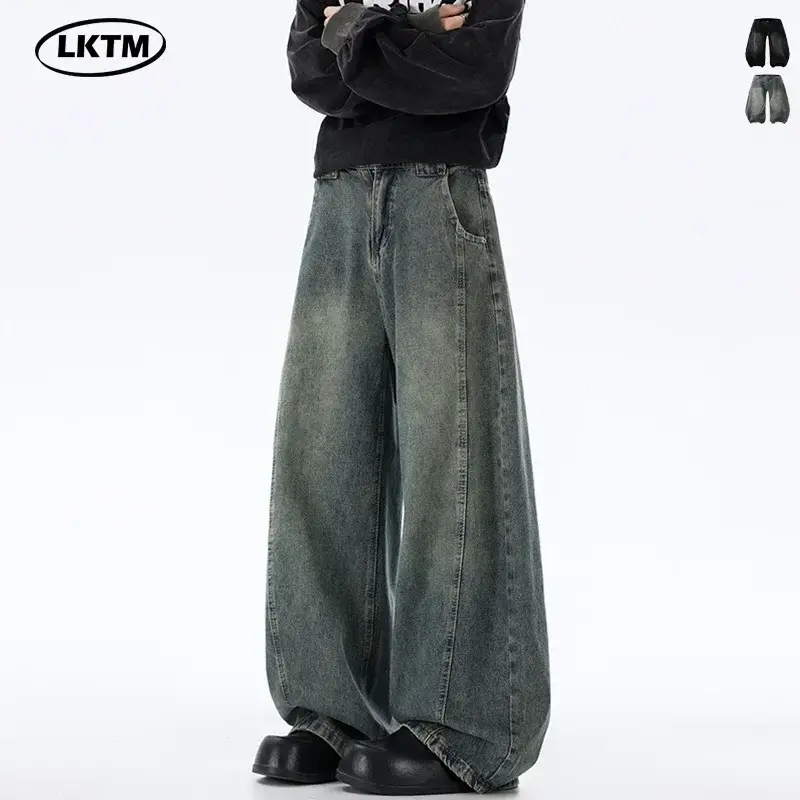 Джинсы LKTM унисекс, американский винтаж, варёнка с состариванием, широкие baggy, деконструированный крой