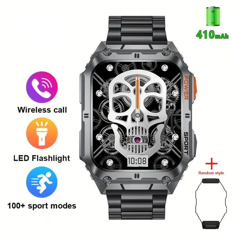 Смарт-часы унисекс, экран 1.91 дюйма, Bluetooth-звонки, IP68, 110+ спортивных режимов