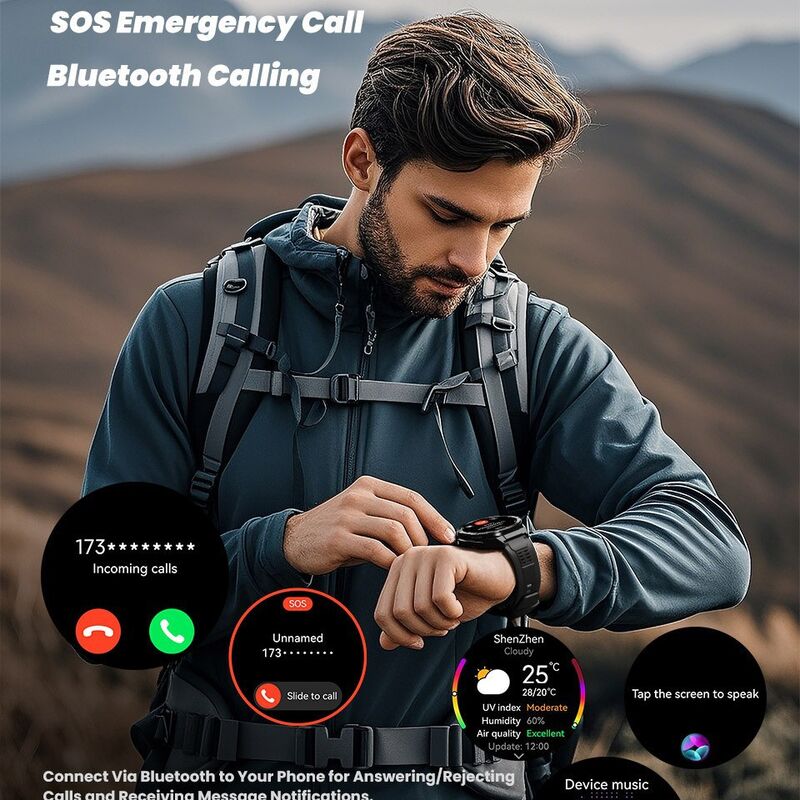 Смарт-часы AMOLED с GPS, защитой 5ATM и SOS-кнопкой