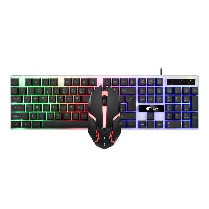 Проводной комплект клавиатура и мышь с подсветкой, USB, механический отклик, для игр и офиса