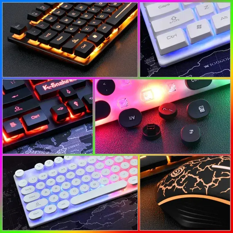 Проводной комплект клавиатура и мышь Kuishe KM320 с подсветкой, USB, для игр и ноутбука